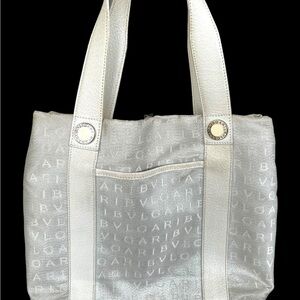 White Bvlgary Canvas Tote